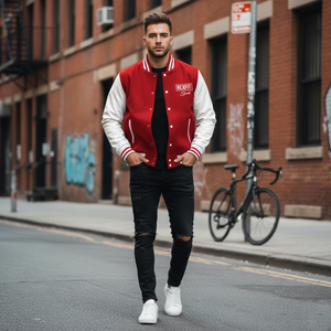 Veste de baseball personnalisée pour homme RexFit Sport, style varsity, hiver, manches en cuir, logo brodé, OEM - Product Image 2