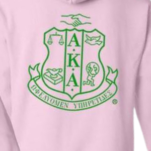 Sudadera con Capucha AKA Crest de Renombre Mundial, Bordado Rosa Claro y Verde, Sudadera con Capucha Personalizada, Ropa Griega - Product Image 6