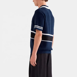 Polo de Punto para Hombre, Diseño Casual de Manga Corta con Rayas en Contraste, Polo de Alta Calidad Personalizado 100% Algodón - Product Image 6