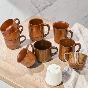 Wholesale Handmade Wooden Tea <b>Cup</b> with Handle Natural Wood Coffee Juice Milk Mug <b>Camping</b> <b>Cups</b> - Product Image 4
