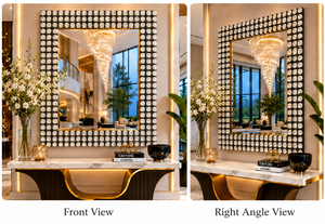 Geometric <b>Square</b> Wall <b>Mirror</b> Pebble Design Decorative <b>Mirror</b> Bathroom Bedroom Living Room Modern Stylish Wall Mounted 32 Inch - Product Image 3
