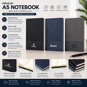 Carnet A5 à couverture souple en cuir PU, reliure cousue à plat, papier imperméable et résistant à l'usure, pour le bureau, l'école, ou comme cadeau - Product Image 3