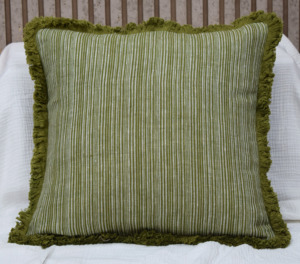 Natural Sage Green 100% Linen <b>Cushion</b> <b>Cover</b> Stripe Throw Pillow <b>Cover</b> with Fringed Edge Premium Decorative <b>Cushion</b> <b>Cover</b> Export - Product Image 5