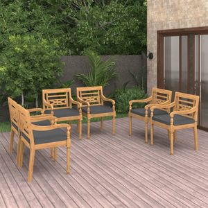 Ensemble de 6 chaises de jardin en teck et gris, meubles de jardin élégants pour la vie en plein air - Product Image 1
