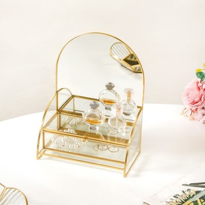 Handmade Metal And Glass Jewelry Box Organizer For Storing Rings Earrings Necklaces And <b>Decorative</b> Items - Product Image 1