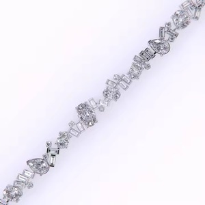 Handmade Seven Wonders Bracelet 18k White Gold Chain Moissanite Bracelet <b>Bangle</b> Diamond Bracelet Gift for - Product Image 3