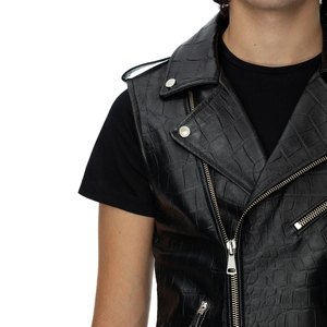 Gilet en cuir respirant personnalisé de haute qualité pour hommes, style hip-hop, vêtement d'extérieur pour l'hiver, service OEM - Product Image 6