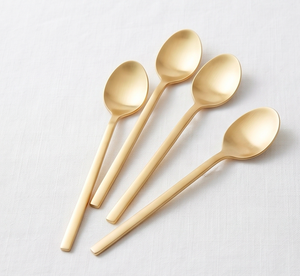 Ensemble de cuillères en acier inoxydable plaqué or, design moderne et simple, vaisselle élégante pour la cuisine et la salle à manger - Product Image 1