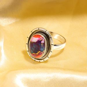 Bague tendance en argent sterling 925, best-seller, avec pierre précieuse turquoise huître rose, pour fournisseur de bijoux de Noël - Product Image 1