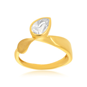 Modern Gold Plated Pear Cut Crystal <b>Adjustable</b> <b>Ring</b> for Women Minimalist Twist Band Finger <b>Ring</b> - Product Image 1