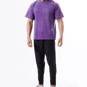 T-shirts décontractés surdimensionnés pour hommes, personnalisés, style vintage, délavés à la pierre et à l'acide - Mélange bambou/polyester/coton biologique - Product Image 2