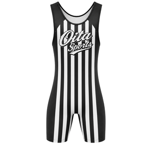 Combinaison de lutte sublimée à rayures noires et blanches pour hommes, en polyester léger, uniforme de lutte athlétique, performance sportive - Product Image 2