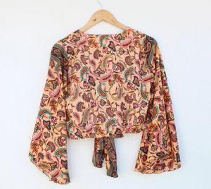 New Arrival Wrap <b>Top</b> Fashionable New Printed <b>Silk</b> Wrap <b>Top</b> <b>for</b> This Summer Easy to Wear and Comfortable With Relaxed - Product Image 3
