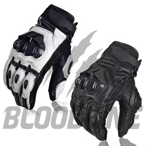 Bloodline Leather Motorbike Gloves Wrist Length Breathable Sporty Style Black White Cycling Spring Autumn - Product Image 2