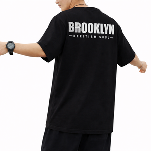 T-shirt sportif à manches courtes en coton surdimensionné pour homme, col rond, logo personnalisé, respirant, absorbant l'humidité, décontracté, unisexe - Product Image 5