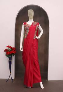 Vestido Anarkali de Seda Crepé Grueso con Estampado Rosa, Salwar Kameez Moderno y Étnico para Mujer, Ideal para Bodas, Fiestas, Graduaciones - Product Image 4