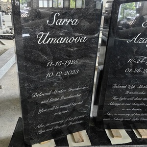 Cementerio de cementerio de estilo americano de diseño personalizado American Black GraniteFuneral Three People Tombstone Lápida para la familia - Product Image 3