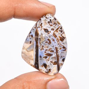 FAIJAN GEMS Pierre Cabochon en Agate Naturelle Blanche et Brune en Forme de Bâton du Rajasthan pour la Fabrication de Bijoux - Product Image 1