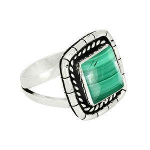 Bague ajustable en malachite verte naturelle, pierre précieuse authentique, pierre de naissance de mai - Product Image 5