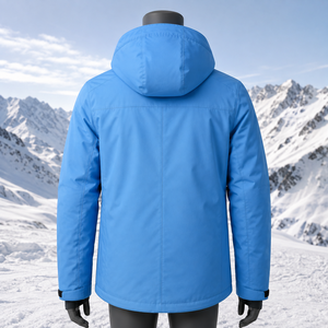 Veste de ski imperméable bleue pour homme, à capuche, fermeture éclair, logo personnalisé sur le devant, isolation synthétique, vêtements d'extérieur, veste de ski - Product Image 2