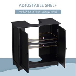 Specchio Intelligente per Bagno con 2 Ante e Ripiano, Impermeabile in PVC e Acciaio, Struttura in Legno Massello Nero come Mobile - Product Image 6