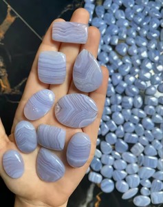 Lot en gros de cabochons de pierres précieuses en agate bleue naturelle de qualité supérieure, taille libre, pour bijoux de guérison, décoration intérieure et cadeaux - Product Image 2