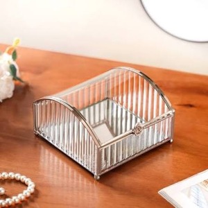 <b>Wedding</b> Gift Metal & Glass Jewelry <b>Box</b> Premium <b>Keepsake</b> Organizer for Rings Earrings Necklace Bracelet Anniversary Decor - Product Image 5