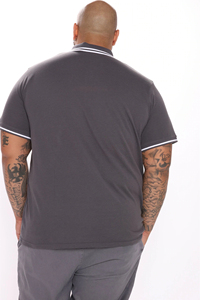 Chemise à manches courtes pour homme, gris foncé, 100% coton, coupe classique, boutonnée, rayée, décontractée, respirante, tissu tricoté - Product Image 2