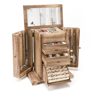 Caja de Almacenamiento de Joyas de Madera de Teca Antigua de Lujo de un Solo Nivel para Sala de Estar - Venta al por Mayor - Product Image 3