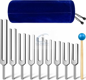 Ensemble de 9 diapasons Solfeggio en aluminium, diapasons manuels pour la thérapie clinique, dispositif médical certifié CE Classe I OEM - Product Image 1