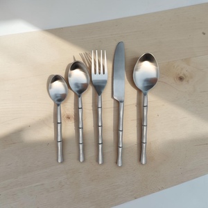 Minimalist Metal Cutlery Set <b>Mirror</b> Finish Long Handle Durable Travel Spoon Fork Knife - Product Image 2