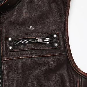 Men's Genuine <b>Leather</b> Vest <b>Sleeveless</b> Motorcycle Adults Custom Wholesale OEM Biker <b>Jacket</b> Vintage Casual Premium Outerwear 2026 - Product Image 3