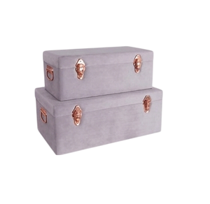 Vintage Leather Storage Trunk <b>Box</b> Lidded Rectangle Medium Capacity Stackable Home Organization Trunk <b>Box</b> For Wedding Use - Product Image 4