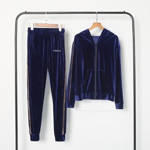 New Stylish Women's Half Zip Loose Casual Blank Hooded Track Suit Pullover Hoodie Survetement Velour Plain Velvet Sweat Suit - Product Image 2