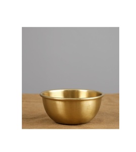 ชามทองเหลืองสไตล์โบราณ ชามเสิร์ฟอาหารแบบดั้งเดิมสำหรับโต๊ะอาหารในครัว ใช้เสิร์ฟของว่าง ผลไม้ ผลไม้อบแห้ง - Product Image 1