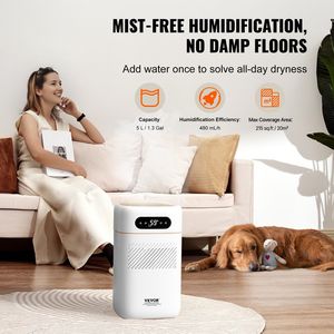 Humidificador Inteligente con Purificador de Aire, 3 Velocidades, 1-480 ml/h, 215 Pies Cuadrados, Humidificador Evaporativo para Toda la Casa - Product Image 3
