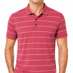 Camiseta Polo para Hombre a Rayas Rojas y Rosas, de Alta Demanda, con Rayas Horizontales Finas, Manga Corta, Cuello Camisero, Personalizable y Transpirable - Product Image 2