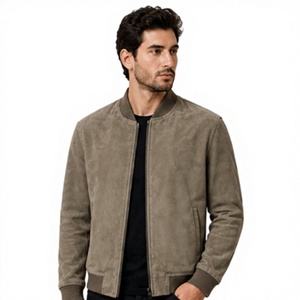 Chaqueta Bomber de Cuero Genuino para Hombre, Corte Ajustado, con Cierre, Estilo Casual, Invierno, Ecológica, Resistente al Viento, Estilo Vintage, Venta al Por Mayor - Product Image 1