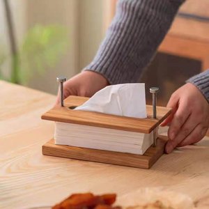 Porte-boîte à mouchoirs en bois minimaliste réglable pour la maison, le bureau, la décoration de restaurant, boîte de rangement pour mouchoirs en bois naturel fait à la main - Product Image 3