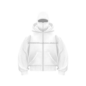 Sudadera con Capucha Balaclava Personalizada para Hombre, 100% Algodón Grueso, Talla Grande, Capucha Doble con Cremallera, Hombros Caídos - Product Image 2