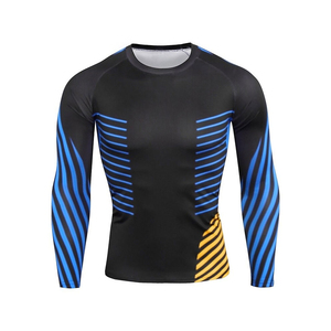 Breathable Quick Dry Compression <b>Long</b> <b>Sleeve</b> <b>Base</b> <b>Layer</b> 2 Set Men Digital Printing Solid Spandex/Nylon High Four-Way Stretch - Product Image 3