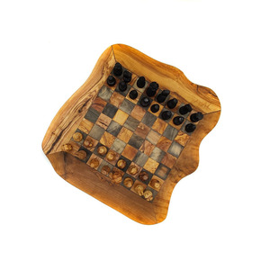 Handmade Olive <b>Wood</b> <b>Chess</b> <b>Set</b> With Live Edge Board And Hand-Carved Pieces Elegant Strategy Board Game For Family Entertainment - Product Image 2