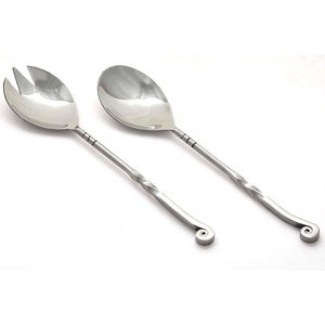 Twisted Handle With Spiral End Salad Server Metal Decorative Salad Cake Server Silver Plated - Product Image 1