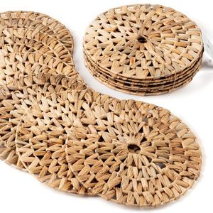 Tapete Ovalado de Bambú Hecho a Mano, Tejido Natural, Estilo Wabi Sabi, 400 mm de Diámetro - Product Image 4