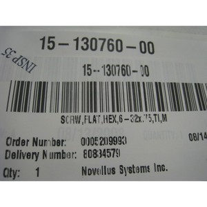 5 New Novellus 15-130760-00 <b>Screw</b>, <b>Flat</b>, Hex, 6-32x - Trusted Global Legacy Semiconductor Equipment and Parts at - Product Image 3