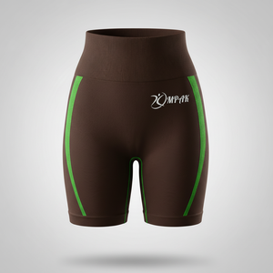 กางเกงขาสั้นเอวสูงสำหรับผู้หญิง ระบายอากาศได้ดี สไตล์สตรีทแวร์/ไบค์เกอร์ ไร้ตะเข็บ เหมาะสำหรับโยคะ ฟิตเนส ออกกำลังกาย ช่วยยกกระชับสะโพก ผลิตจากไนลอน/คอตตอน - Product Image 1