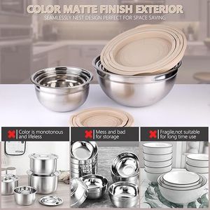 Set di 25 Ciotole Impilabili in Acciaio Inox con Coperchi per Uso Domestico in Cucina - Product Image 3