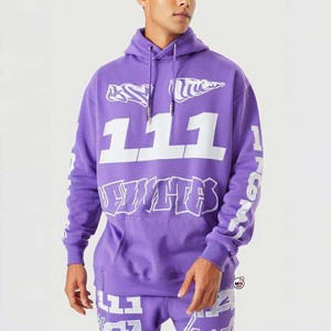 Ensemble de survêtement respirant pour homme MRI GROUP, violet, à capuche, design 2-en-1, 100 % coton, écologique, coupe classique, manches longues, lettres imprimées - Product Image 2