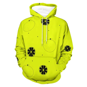 Men's Lime Green Hooded Windproof Fleece Sweatshirt Autumn Casual <b>Hip</b> Hop Style Polyester/Cotton Fabric - Product Image 1