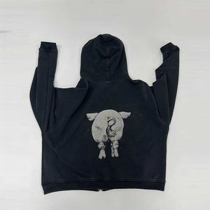 Sweat à capuche zippé noir à motifs pour homme 2026 |   Veste à capuche en molleton coton/spandex |   Broderie personnalisée OEM de haute qualité pour l'automne - Product Image 4